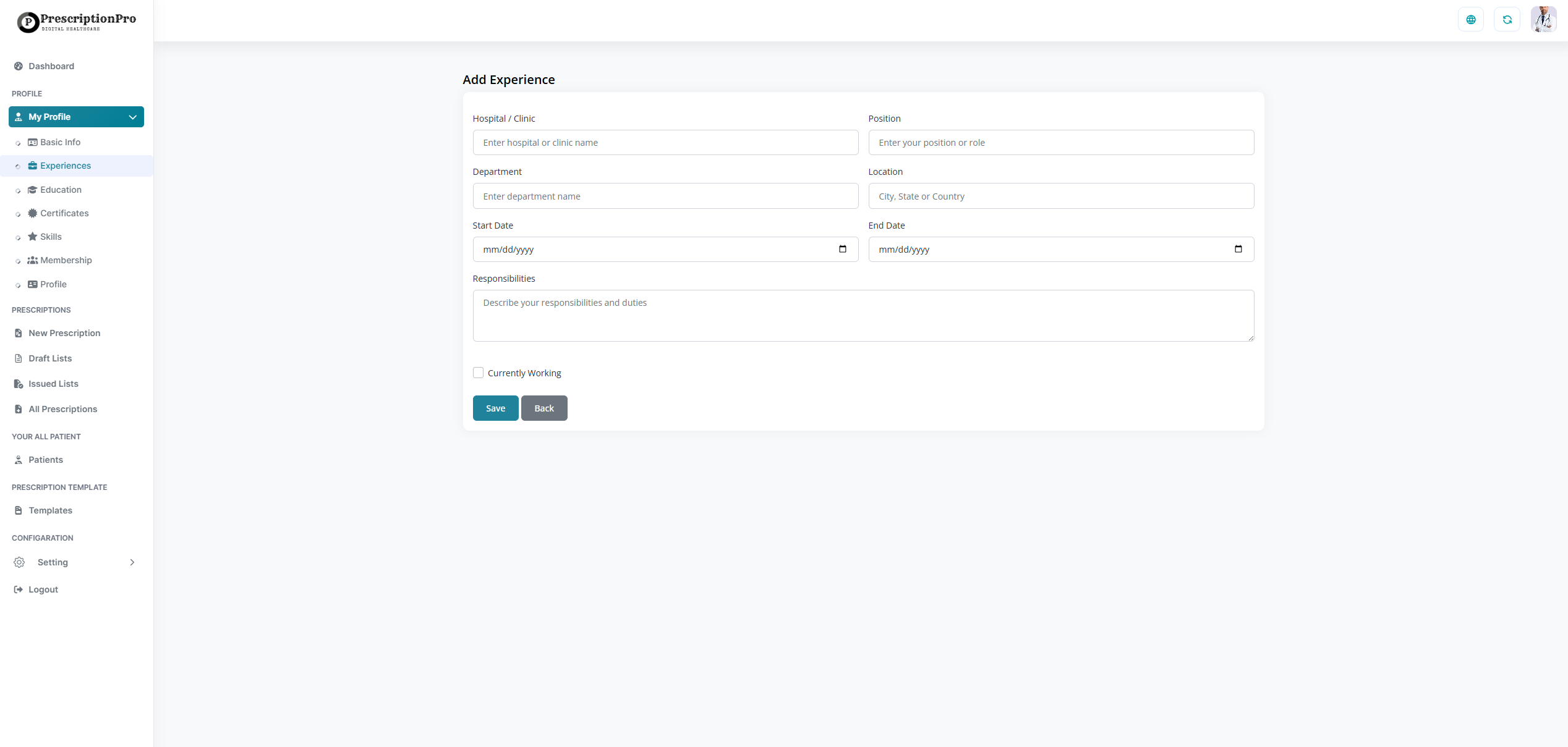 Doctor Profile Example